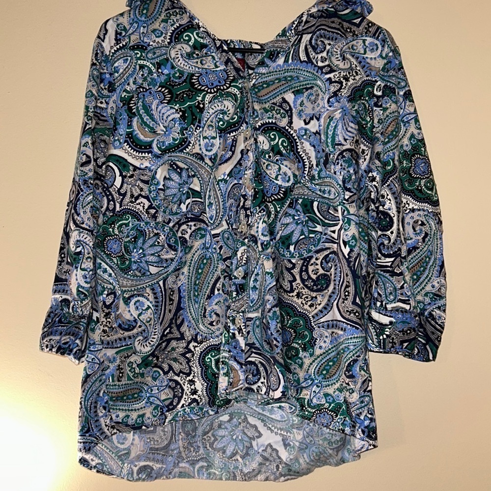 Lovely Patterned Button-Down Blouse